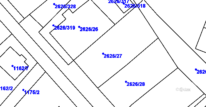 Parcela st. 2626/27 v KÚ Doksy u Máchova jezera, Katastrální mapa