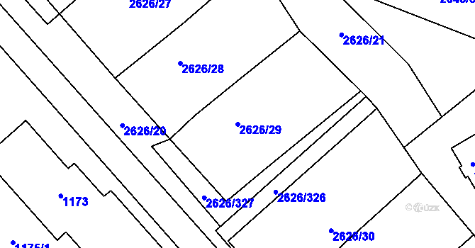 Parcela st. 2626/29 v KÚ Doksy u Máchova jezera, Katastrální mapa