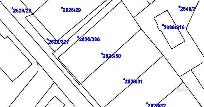 Parcela st. 2626/30 v KÚ Doksy u Máchova jezera, Katastrální mapa