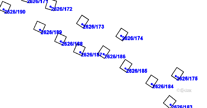 Parcela st. 2626/186 v KÚ Doksy u Máchova jezera, Katastrální mapa