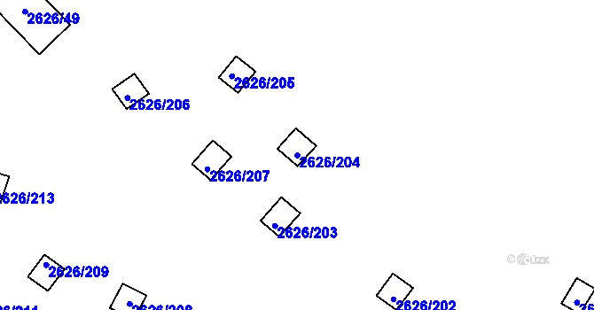 Parcela st. 2626/204 v KÚ Doksy u Máchova jezera, Katastrální mapa