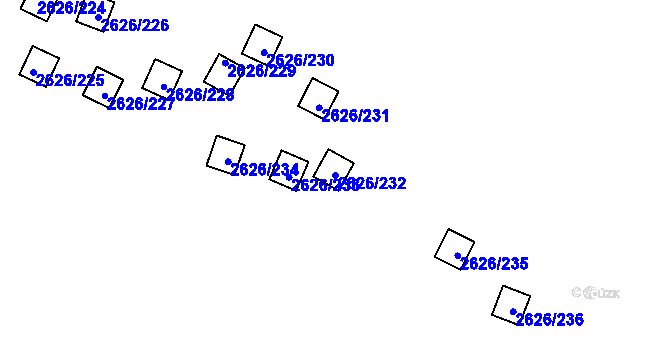 Parcela st. 2626/232 v KÚ Doksy u Máchova jezera, Katastrální mapa