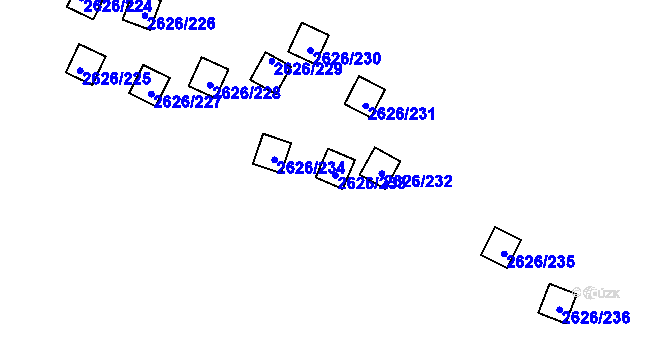 Parcela st. 2626/233 v KÚ Doksy u Máchova jezera, Katastrální mapa