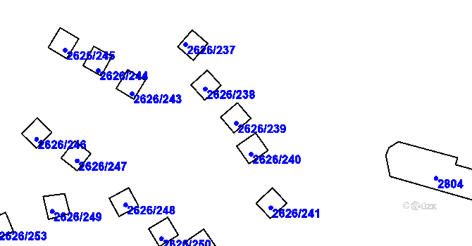 Parcela st. 2626/239 v KÚ Doksy u Máchova jezera, Katastrální mapa