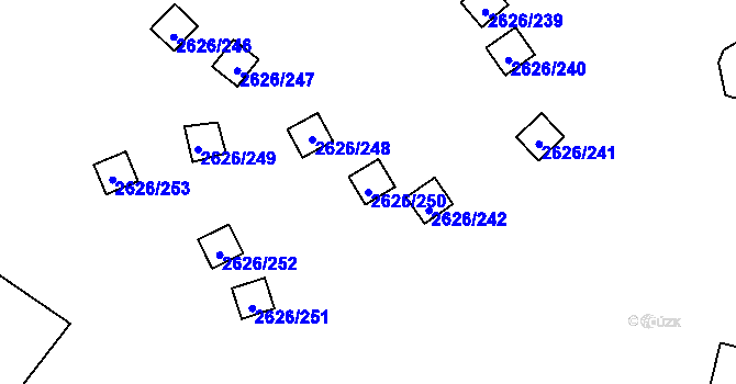Parcela st. 2626/250 v KÚ Doksy u Máchova jezera, Katastrální mapa