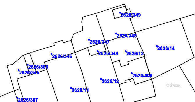 Parcela st. 2626/344 v KÚ Doksy u Máchova jezera, Katastrální mapa