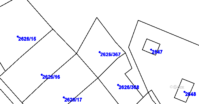 Parcela st. 2626/367 v KÚ Doksy u Máchova jezera, Katastrální mapa