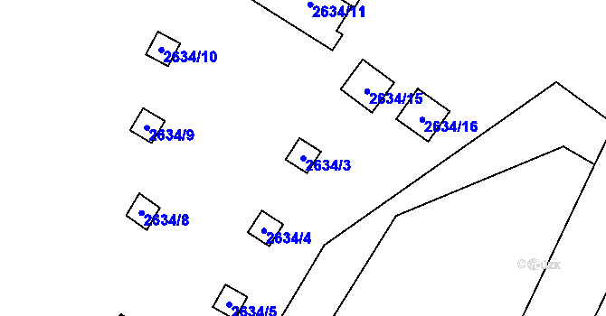 Parcela st. 2634/3 v KÚ Doksy u Máchova jezera, Katastrální mapa