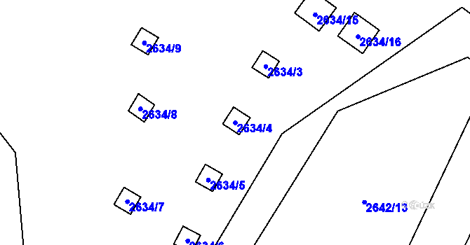 Parcela st. 2634/4 v KÚ Doksy u Máchova jezera, Katastrální mapa