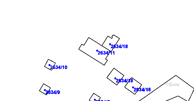 Parcela st. 2634/11 v KÚ Doksy u Máchova jezera, Katastrální mapa