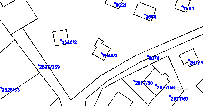 Parcela st. 2646/3 v KÚ Doksy u Máchova jezera, Katastrální mapa