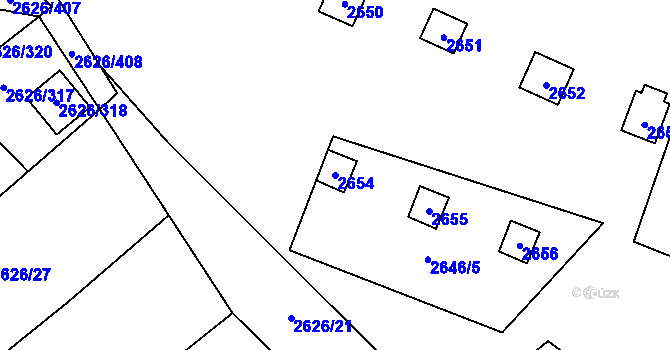 Parcela st. 2654 v KÚ Doksy u Máchova jezera, Katastrální mapa