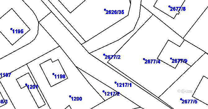 Parcela st. 2677/2 v KÚ Doksy u Máchova jezera, Katastrální mapa