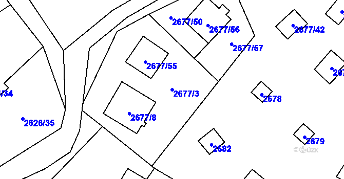 Parcela st. 2677/3 v KÚ Doksy u Máchova jezera, Katastrální mapa
