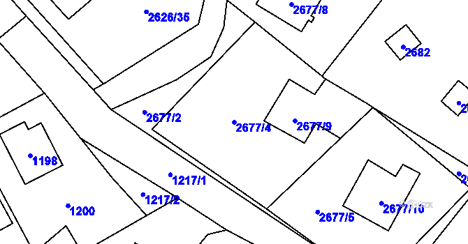 Parcela st. 2677/4 v KÚ Doksy u Máchova jezera, Katastrální mapa
