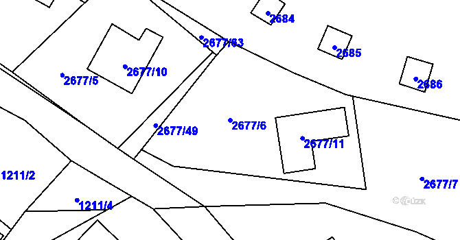 Parcela st. 2677/6 v KÚ Doksy u Máchova jezera, Katastrální mapa