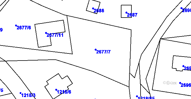 Parcela st. 2677/7 v KÚ Doksy u Máchova jezera, Katastrální mapa