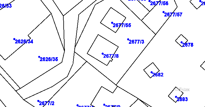 Parcela st. 2677/8 v KÚ Doksy u Máchova jezera, Katastrální mapa
