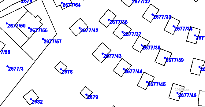 Parcela st. 2677/43 v KÚ Doksy u Máchova jezera, Katastrální mapa