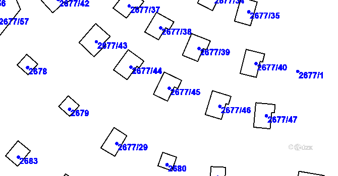 Parcela st. 2677/45 v KÚ Doksy u Máchova jezera, Katastrální mapa