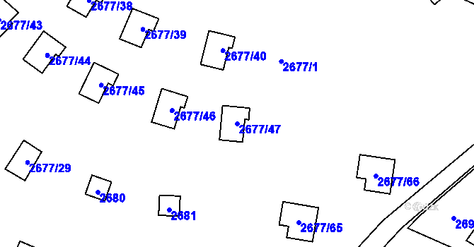 Parcela st. 2677/47 v KÚ Doksy u Máchova jezera, Katastrální mapa