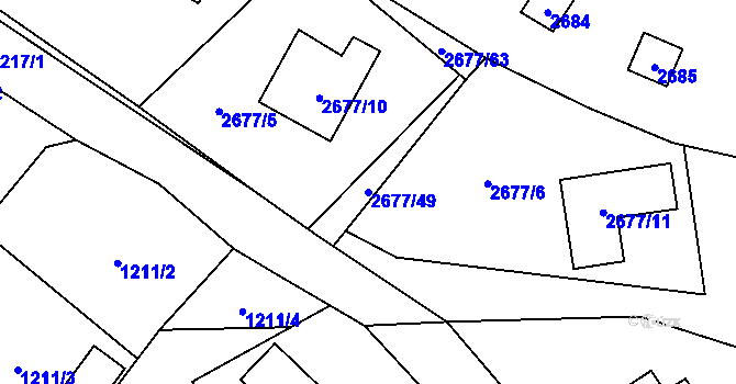 Parcela st. 2677/49 v KÚ Doksy u Máchova jezera, Katastrální mapa
