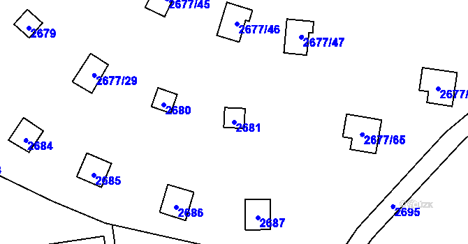 Parcela st. 2681 v KÚ Doksy u Máchova jezera, Katastrální mapa