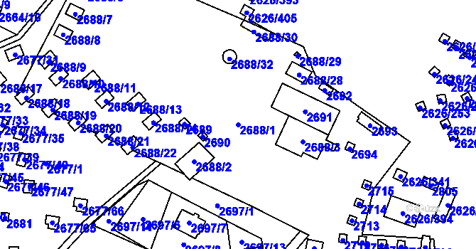 Parcela st. 2688/1 v KÚ Doksy u Máchova jezera, Katastrální mapa