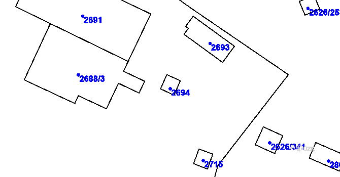 Parcela st. 2694 v KÚ Doksy u Máchova jezera, Katastrální mapa