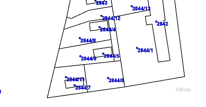 Parcela st. 2844/5 v KÚ Doksy u Máchova jezera, Katastrální mapa