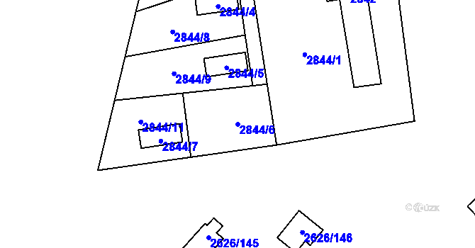 Parcela st. 2844/6 v KÚ Doksy u Máchova jezera, Katastrální mapa