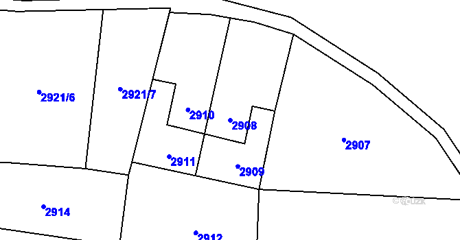 Parcela st. 2908 v KÚ Doksy u Máchova jezera, Katastrální mapa