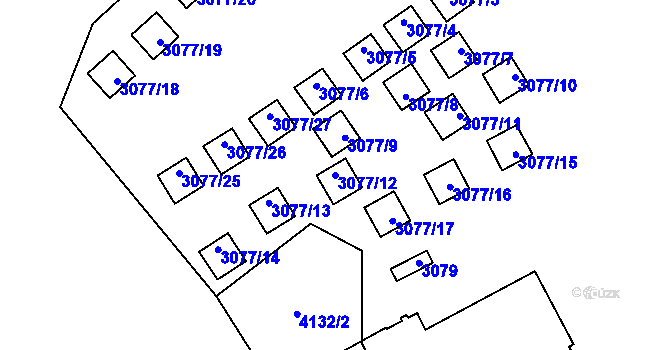 Parcela st. 3077/12 v KÚ Doksy u Máchova jezera, Katastrální mapa