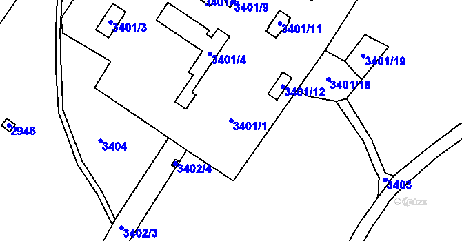Parcela st. 3401/1 v KÚ Doksy u Máchova jezera, Katastrální mapa