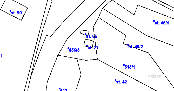 Parcela st. 77 v KÚ Dolánky, Katastrální mapa