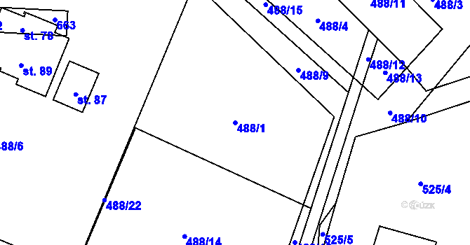 Parcela st. 488/1 v KÚ Dolánky, Katastrální mapa