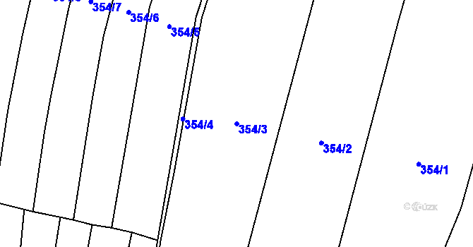 Parcela st. 354/3 v KÚ Dolánky, Katastrální mapa