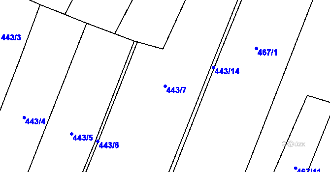 Parcela st. 443/7 v KÚ Dolánky, Katastrální mapa