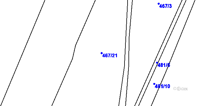 Parcela st. 467/21 v KÚ Dolánky, Katastrální mapa