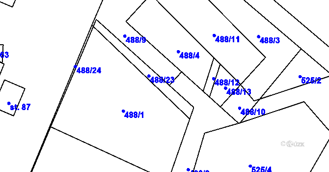 Parcela st. 488/9 v KÚ Dolánky, Katastrální mapa