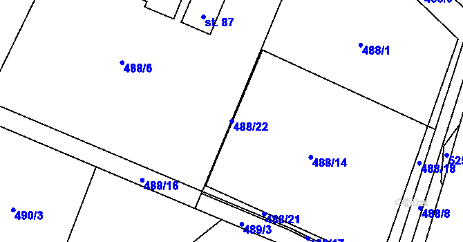 Parcela st. 488/22 v KÚ Dolánky, Katastrální mapa
