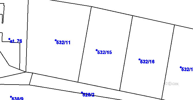 Parcela st. 532/15 v KÚ Dolánky, Katastrální mapa