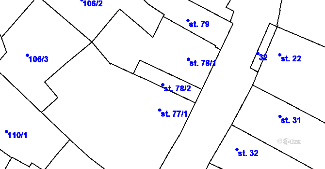 Parcela st. 78/2 v KÚ Dolánky nad Ohří, Katastrální mapa