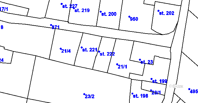 Parcela st. 222 v KÚ Dolánky nad Ohří, Katastrální mapa
