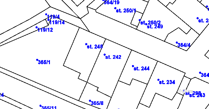 Parcela st. 242 v KÚ Dolánky nad Ohří, Katastrální mapa
