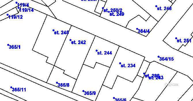 Parcela st. 244 v KÚ Dolánky nad Ohří, Katastrální mapa