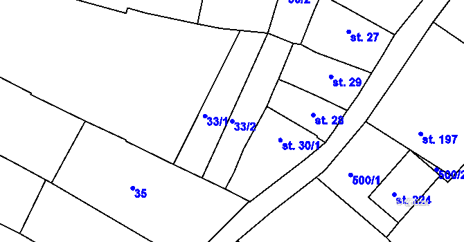 Parcela st. 33/2 v KÚ Dolánky nad Ohří, Katastrální mapa
