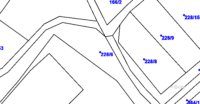 Parcela st. 228/6 v KÚ Dolánky nad Ohří, Katastrální mapa