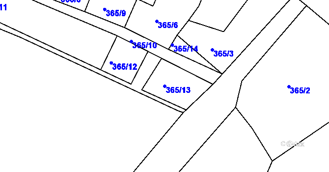 Parcela st. 365/13 v KÚ Dolánky nad Ohří, Katastrální mapa