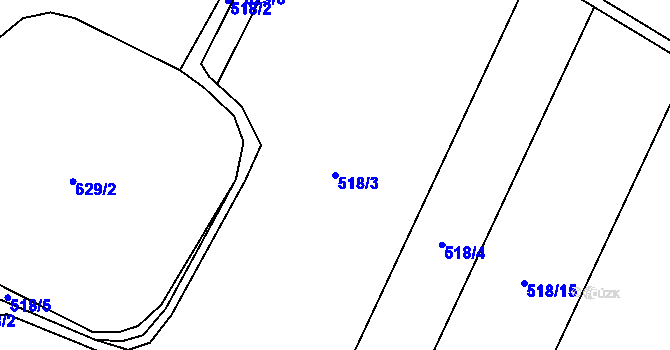 Parcela st. 518/3 v KÚ Dolánky nad Ohří, Katastrální mapa